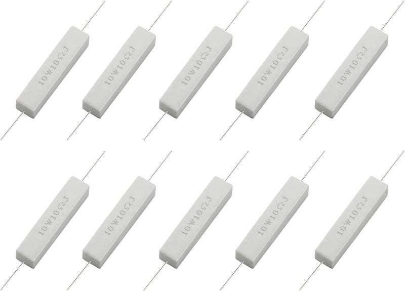 Jersvimc 10PCS 10W 10 Ohm Ceramic Resistor, Power Resistor Assortment Cement Resistor Kit Wirewound Resistor - Image 2
